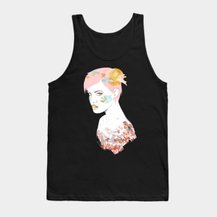 pink Autumn girl moon beauty Tank Top